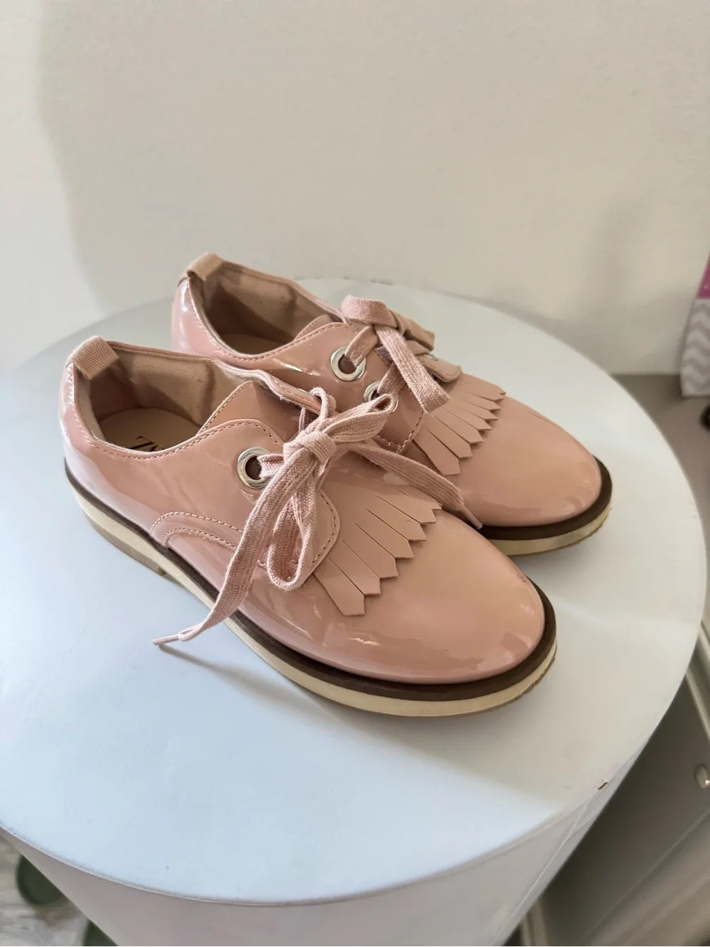 Zara Pink Patent Lace-Up Kiltie Oxfords for Kids